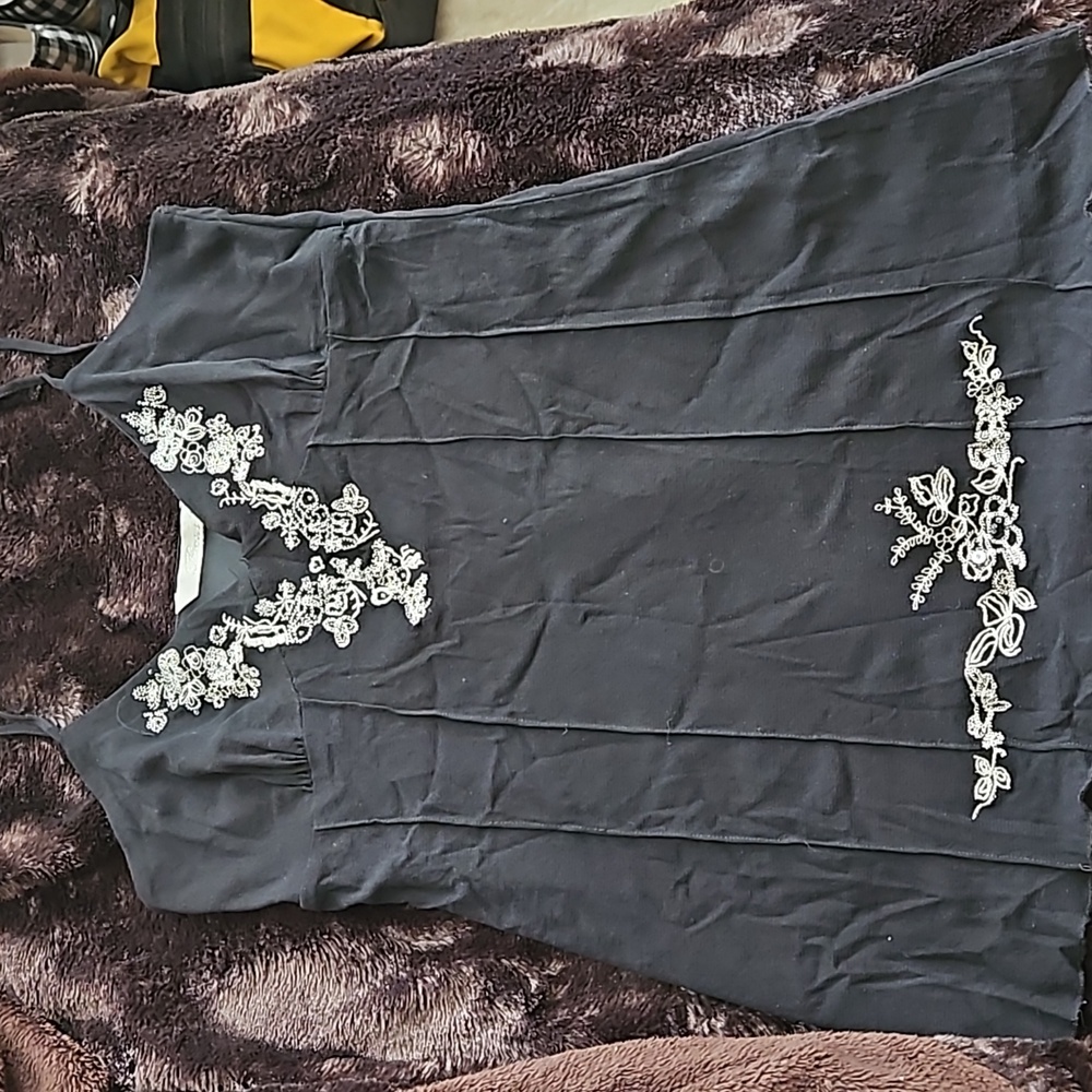 Black embroidered top